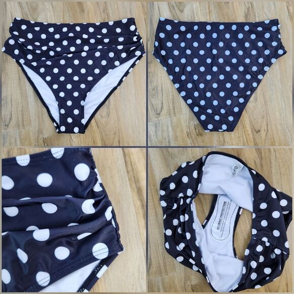 ⏭️NWT Red & Black w/White Polka Dot Retro Style Bikini Set Medium - Picture 11 of 13